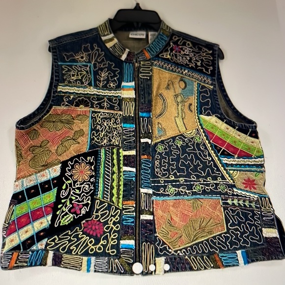 CHICO’S DENIM EMBROIDERED VEST - Picture 1 of 10